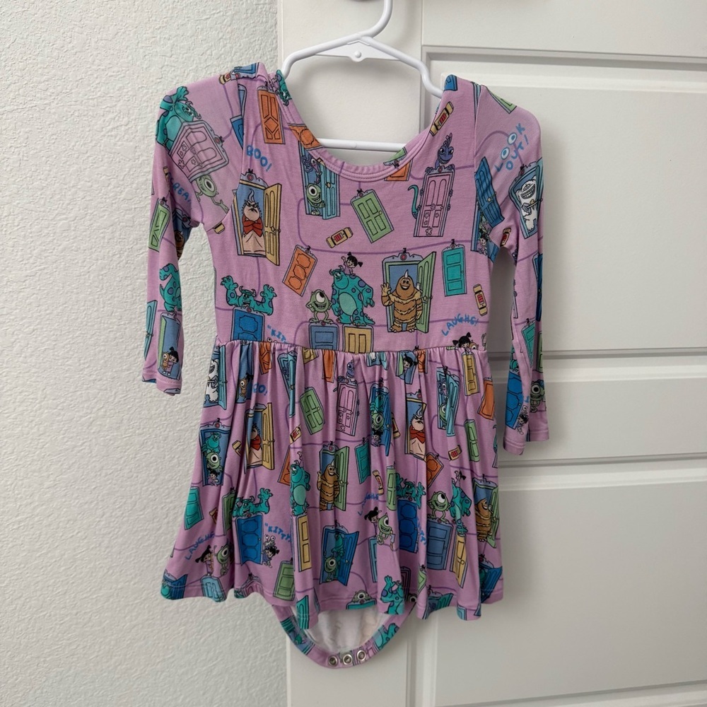 Little Sleepies- Pixar’s Mosters Inc Long Sleeve Twirl Bodysuit Dress - 12-18